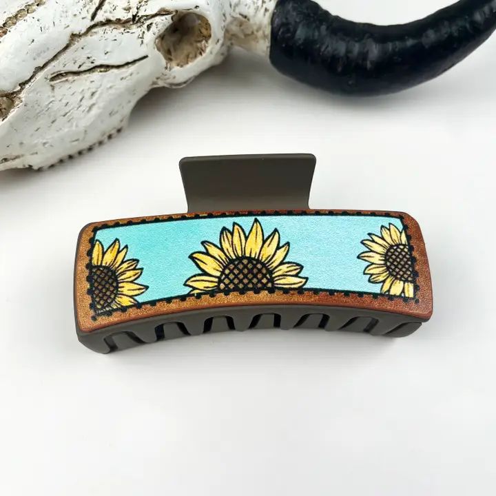 Western Cowboy Vintage Leather Hair Claw Clip