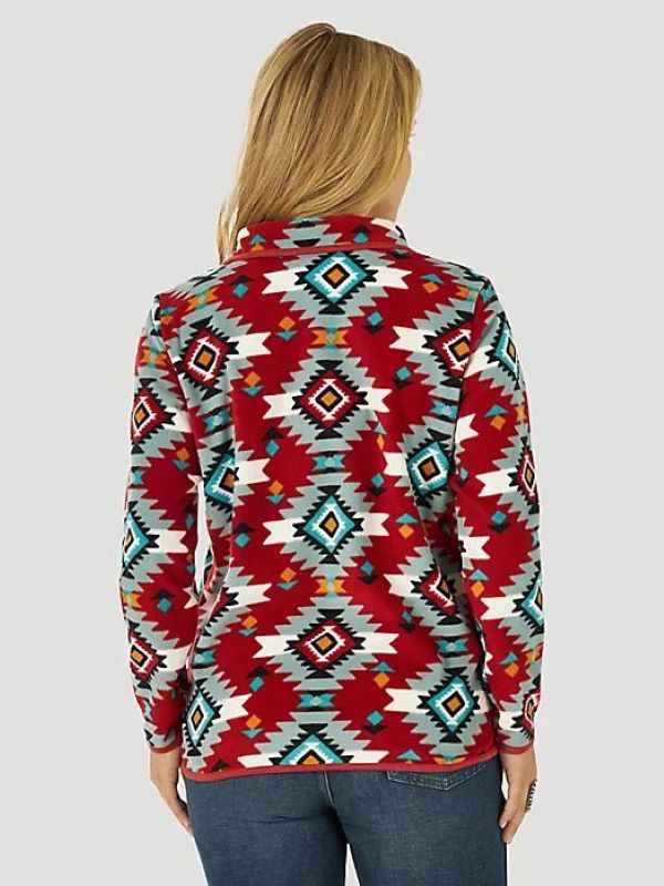 Wrangler Women's Retro Southwestern Quarter-Zip Fleece Pullover In Rust