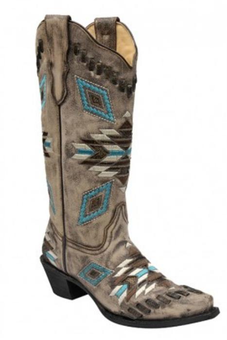 Corral Women's Distressed Aztec Pattern & Woven Details