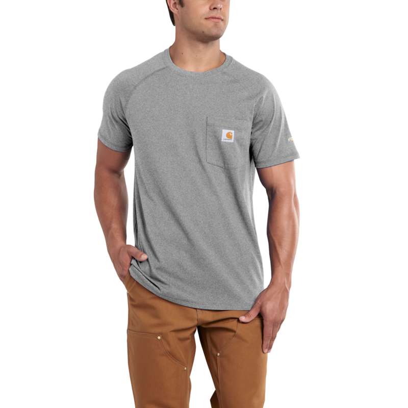CARHARTT MEN'S FORCE COTTON DELMONT SHORT-SLEEVE T-SHIRT - GRANITE 020
