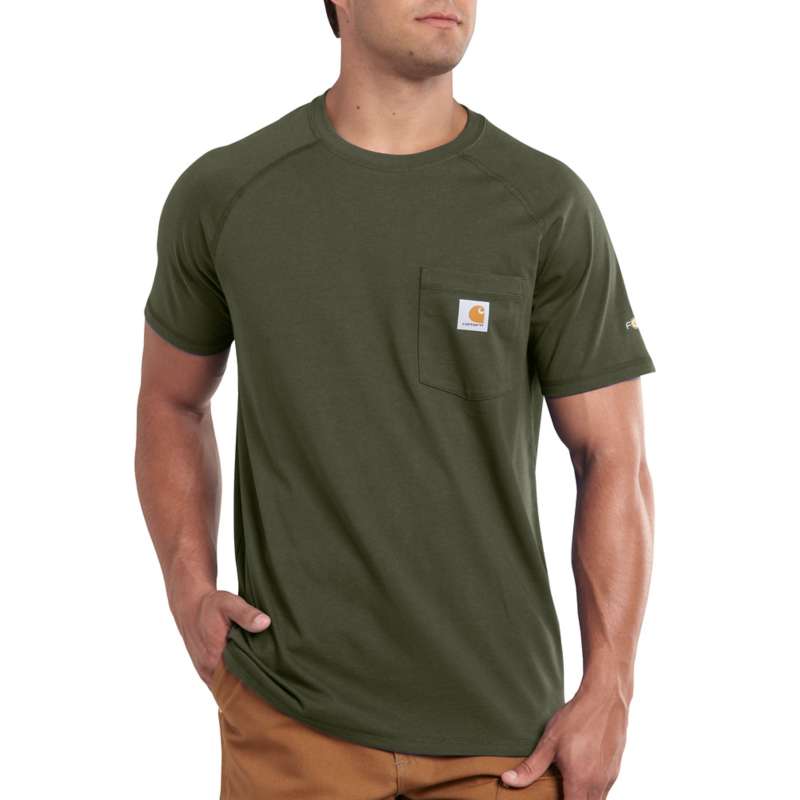 CARHARTT MEN'S FORCE COTTON DELMONT SHORT-SLEEVE T-SHIRT - 316-MOSS