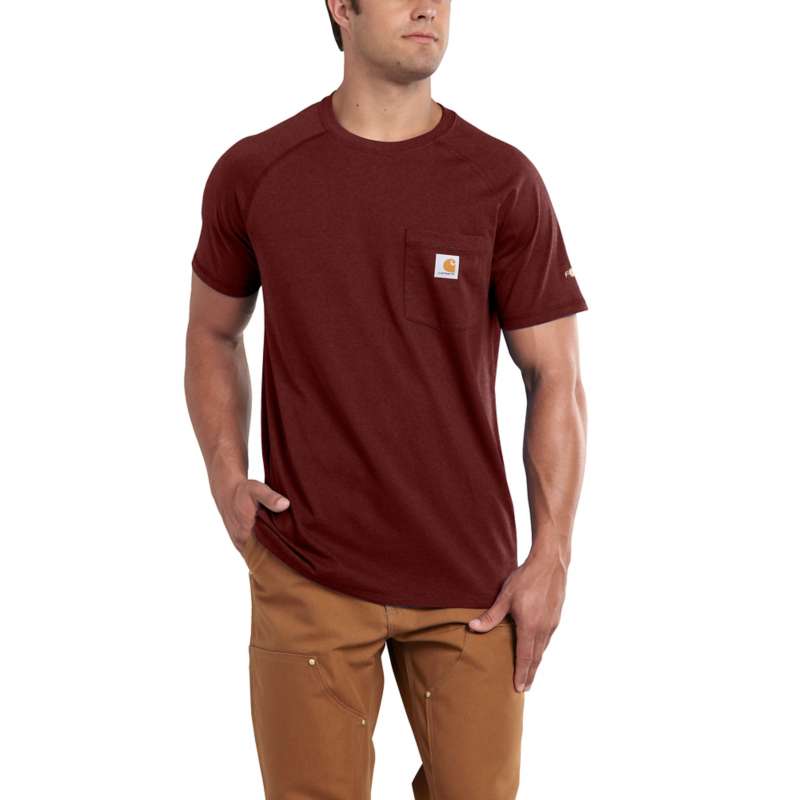CARHARTT MEN'S FORCE COTTON DELMONT SHORT-SLEEVE T-SHIRT - RED BROWN 603
