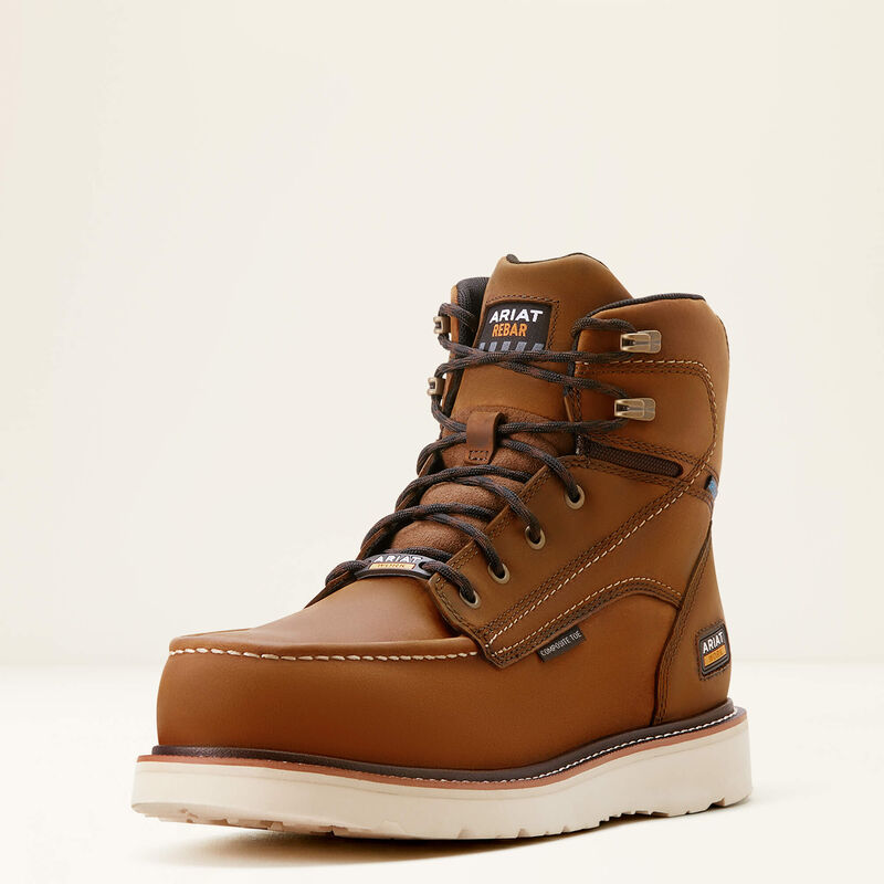 Ariat Men\s Rebar Wedge Moc Toe 6" Waterproof Composite Toe Work Boot