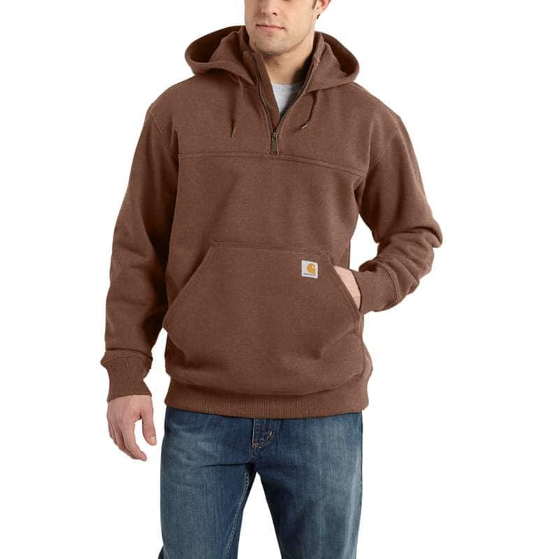 Carhartt Men's Paxton Heavyweight Hooded Zip Mock Sweatshirt - MOCHA B86