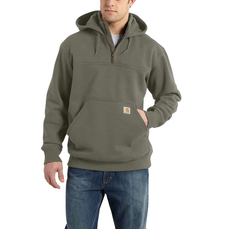 Carhartt Men's Paxton Heavyweight Hooded Zip Mock Sweatshirt - DUSTY OLIVE DOV