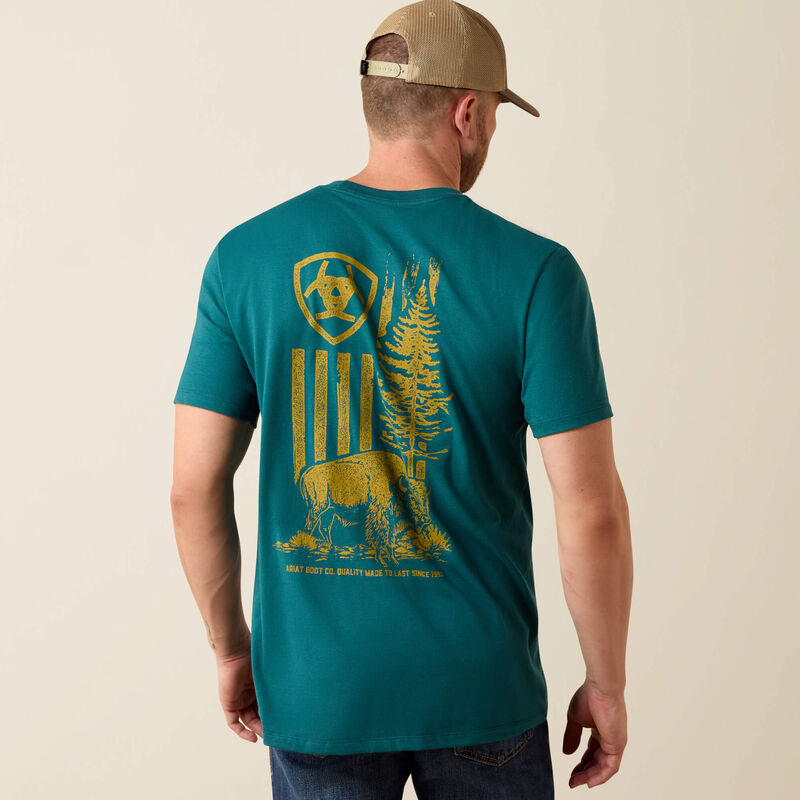 Ariat Men's Bison Wander Flag Classic Fit T-Shirt