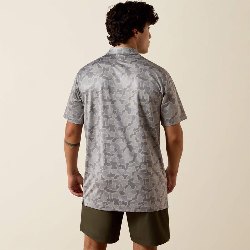 Ariat Men's All Over Print Heathered Fitted Polo