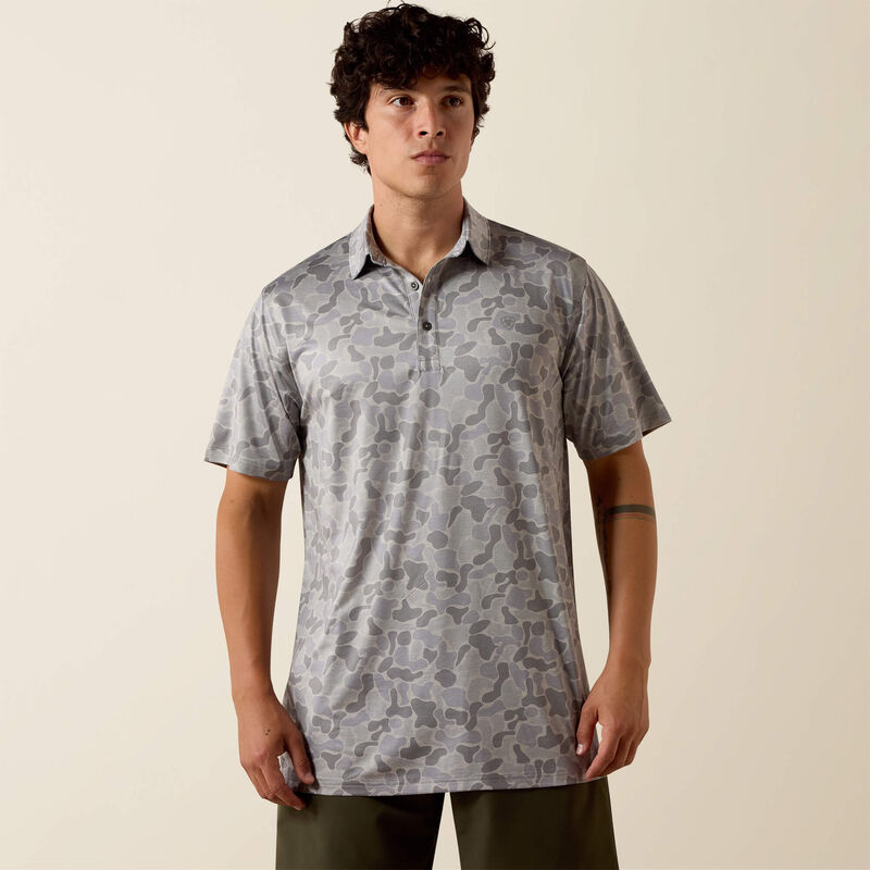 Ariat Men's All Over Print Heathered Fitted Polo
