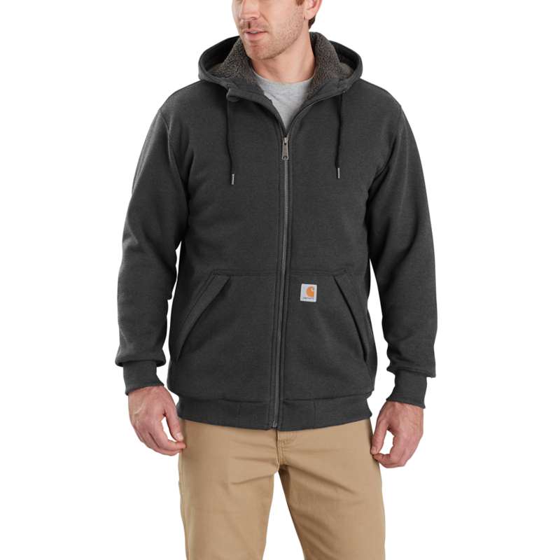 Carhartt Men's Rain Defender Rockland Sherpa-Lined Hooded Sweatshirt - CARBON 026