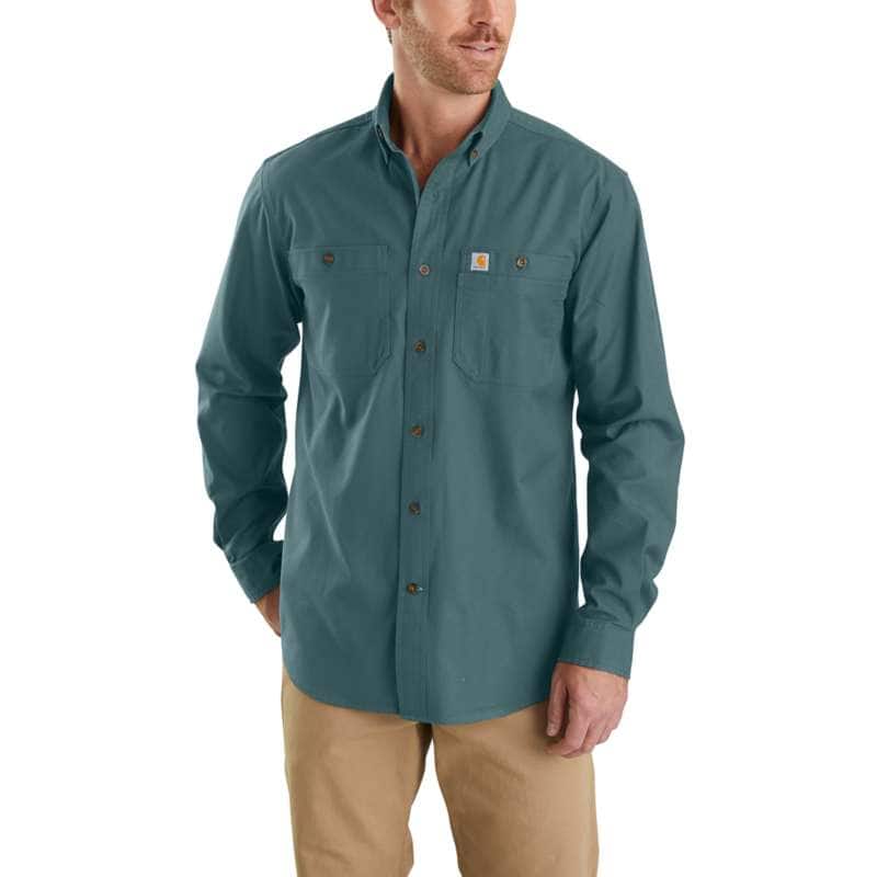 Carhartt Men's Rugged Flex Relaxed Fit Canvas Long-Sleeve Shirt BIG & TALL - SEA PINE GE0