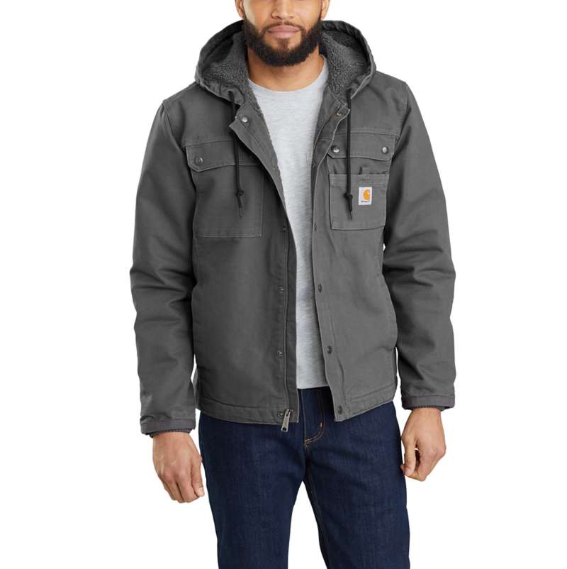 Carhartt Men's Relaxed Fit Washed Duck Sherpa-Lined Utility Jacket - GRAVEL GVL