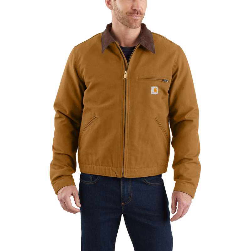 Carhartt Men's Relaxed Fit Duck Blanket-Lined Detroit Jacket - CARHARTT BRN