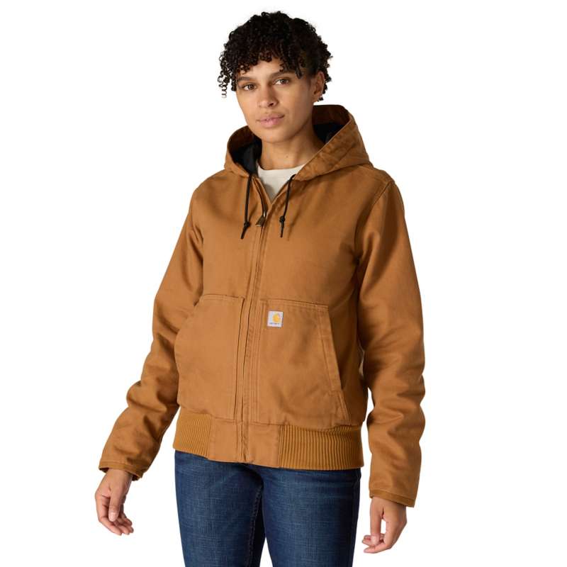 Carhartt Women's Loose Fit Washed Duck Insulated Active Jac - BROWN BRN