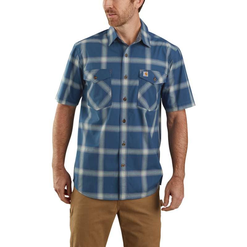 Carhartt Men's Rugged Flex Relaxed-Fit Lightweight Plaid Shirt BIG & TALL - DARK BLUE DBL
