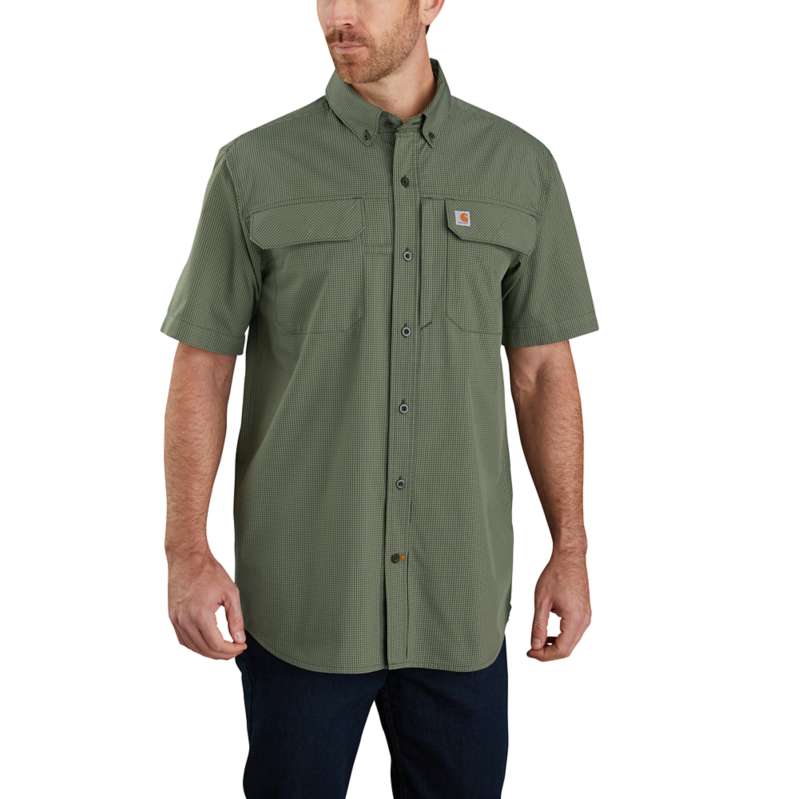 Carhartt Men's Force Relaxed Fit Lightweight Short-Sleeve Button Plaid Shirt - PEAT 306
