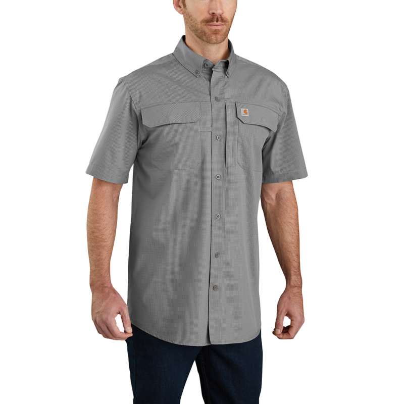 Carhartt Men's Force Relaxed Fit Lightweight Short-Sleeve Button Plaid Shirt - ASPHALT APH