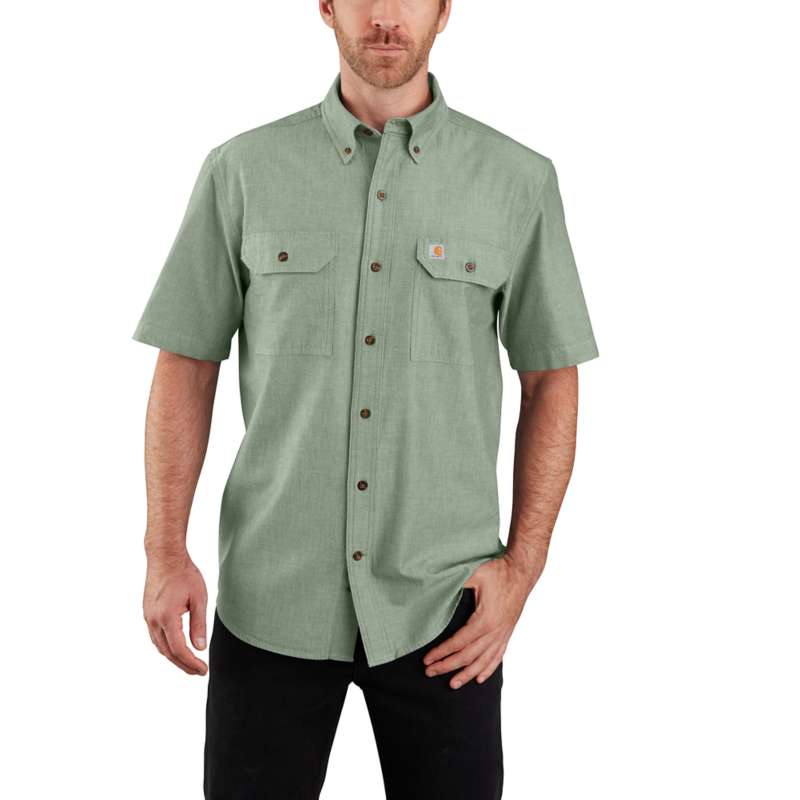 Carhartt Men's Loose Fit Midweight Chambray Short-Sleeve Shirt - SUCCULENT G84