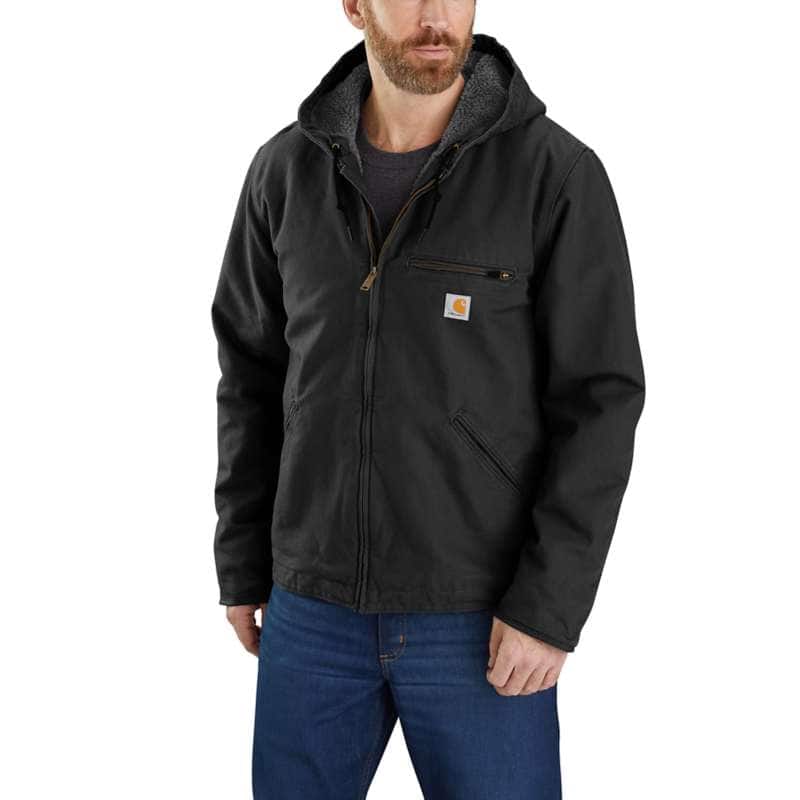 Carhartt Men's Relaxed Fit Washed Duck Sherpa-Lined Jacket BIG & TALL - BLACK BLK