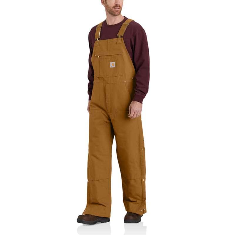 Carhartt Men's Loose Fit Firm Duck Insulated Bib Overall - BROWN BRN