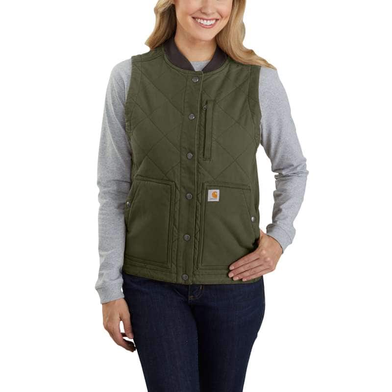 Women's Rugged Flex Relaxed Fit Canvas Insulated Rib Collar Vest - BASIL G72