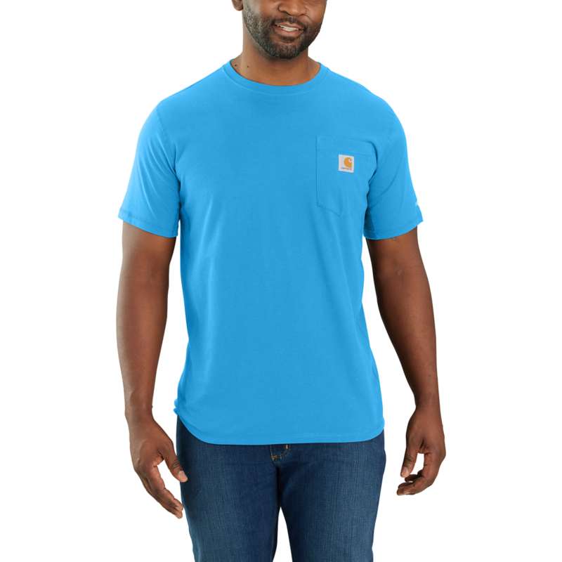 Carhartt Men's Force Relaxed Fit Midweight Short-Sleeve Pocket T-Shirt - AZURE BLUE HA6