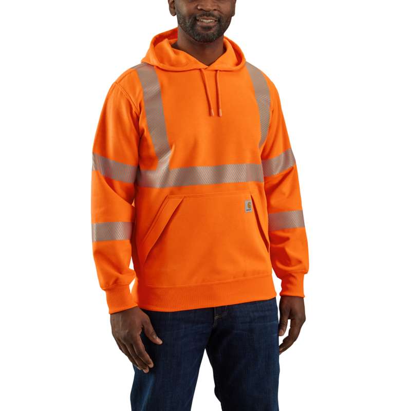 Carhartt Men's High-Visibility Rain Defender Loose Fit Class 3 Sweatshirt - ORANGE BOG