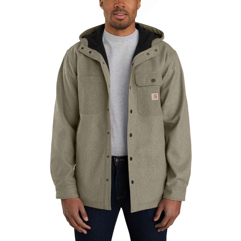 Carhartt Men's Rain Defender Relaxed Fit Heavyweight Hooded Shirt Jacket - BASIL G73