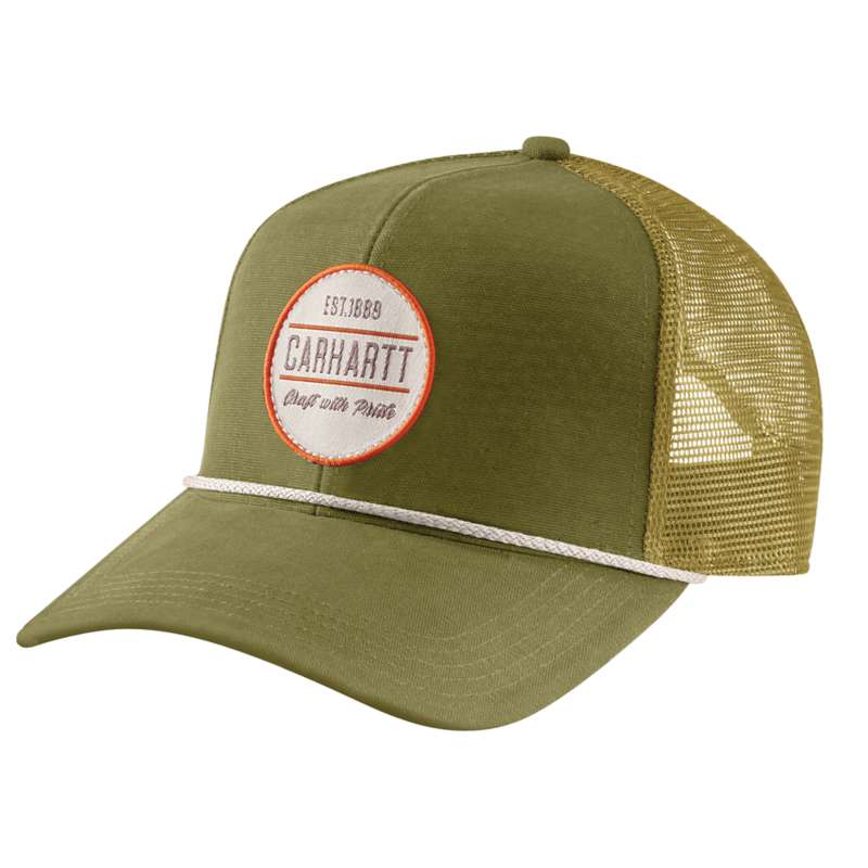 Carhartt Men's Canvas Mesh-Black Craft Patch Cap - TRUE OLIVE G78