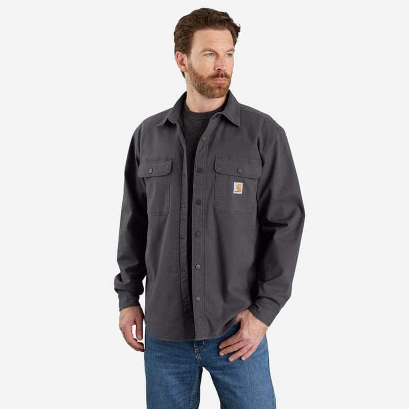 Carhartt Men's Rugged Flex Relaxed Fit Canvas Fleece-Lined Shirt Jacket - SHADOW 029