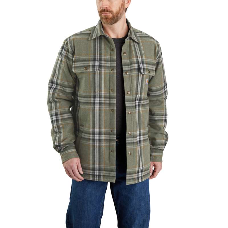 Carhartt Men's Relaxed Fit Flannel Sherpa-Lined Shirt Jacket - BASIL G72