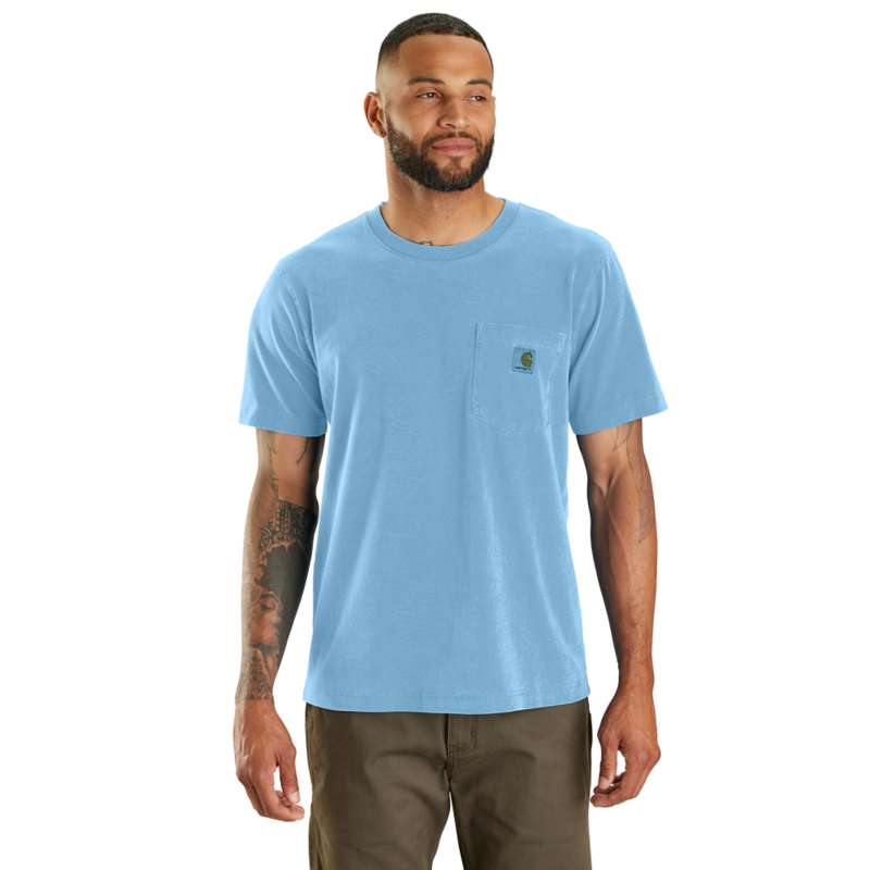 Carhartt Men's Relaxed Fit Midweight Short-Sleeve Garment Dyed Pocket T-Shirt - FRESH WATER HL6