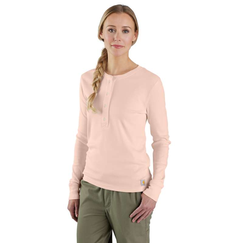 Carhartt Women's Tencel Fiber Series Relaxed Fit Long-Sleeve Ribbed Henley - GEORGIA PCH P44
