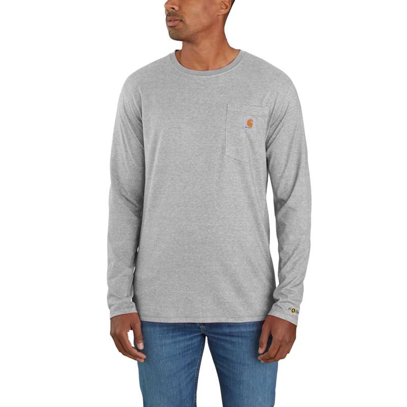 Carhartt Men's Force Relaxed Fit Long-Sleeve Pocket T-Shirt - GRAY HGY