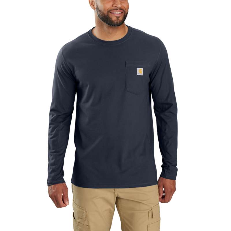 Carhartt Men's Force Relaxed Fit Long-Sleeve Pocket T-Shirt - NAVY I26