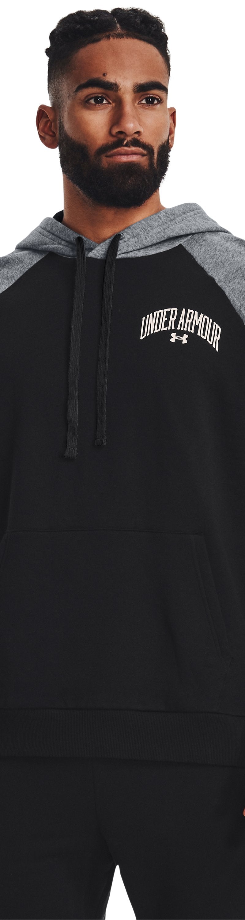 Under Armour Men's Rival Fleece Wordmark Colorblock Hoodie - BLACK 001