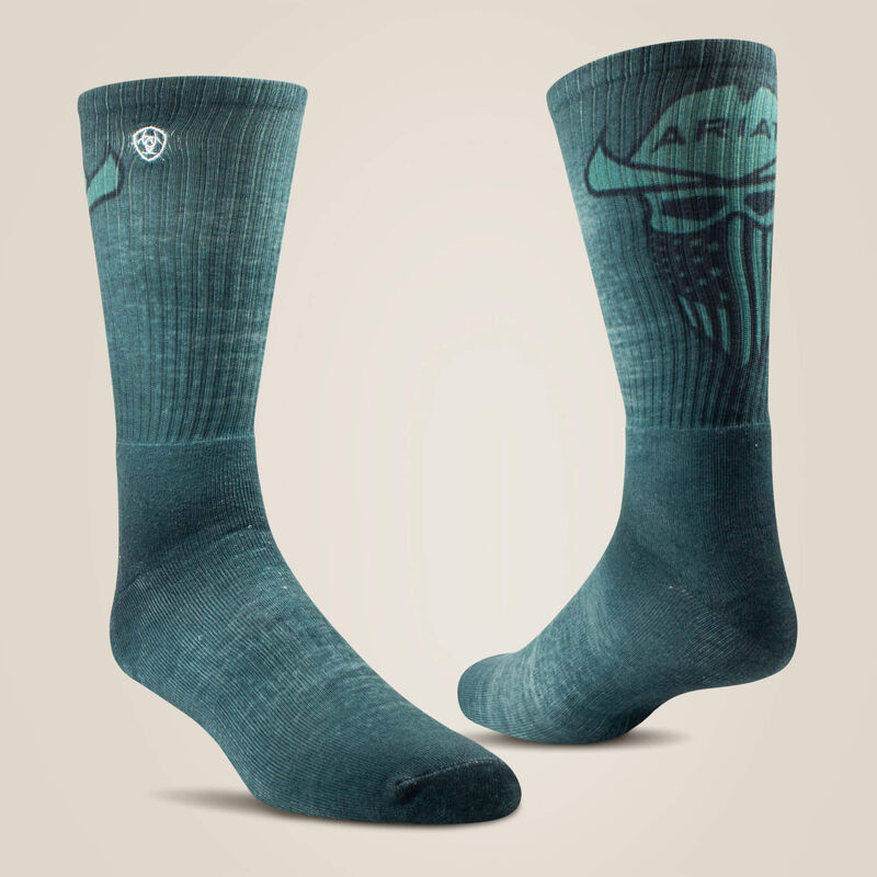 Ariat Men's Incognito Graphic Crew Work Sock 2 Pair Multi Color Pack