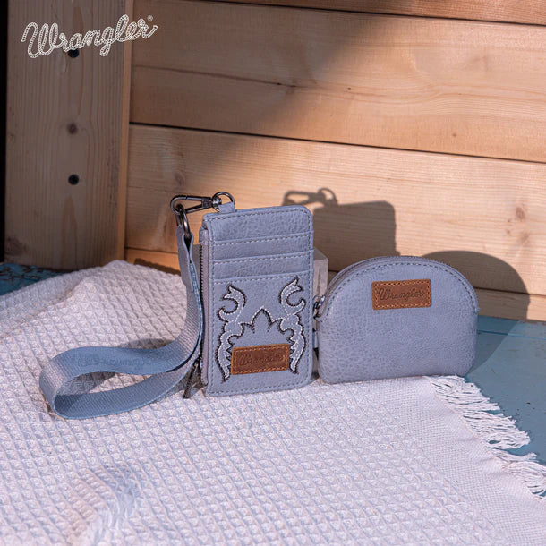 Wrangler Embroidered Dual Pouch Wristlet - Jean