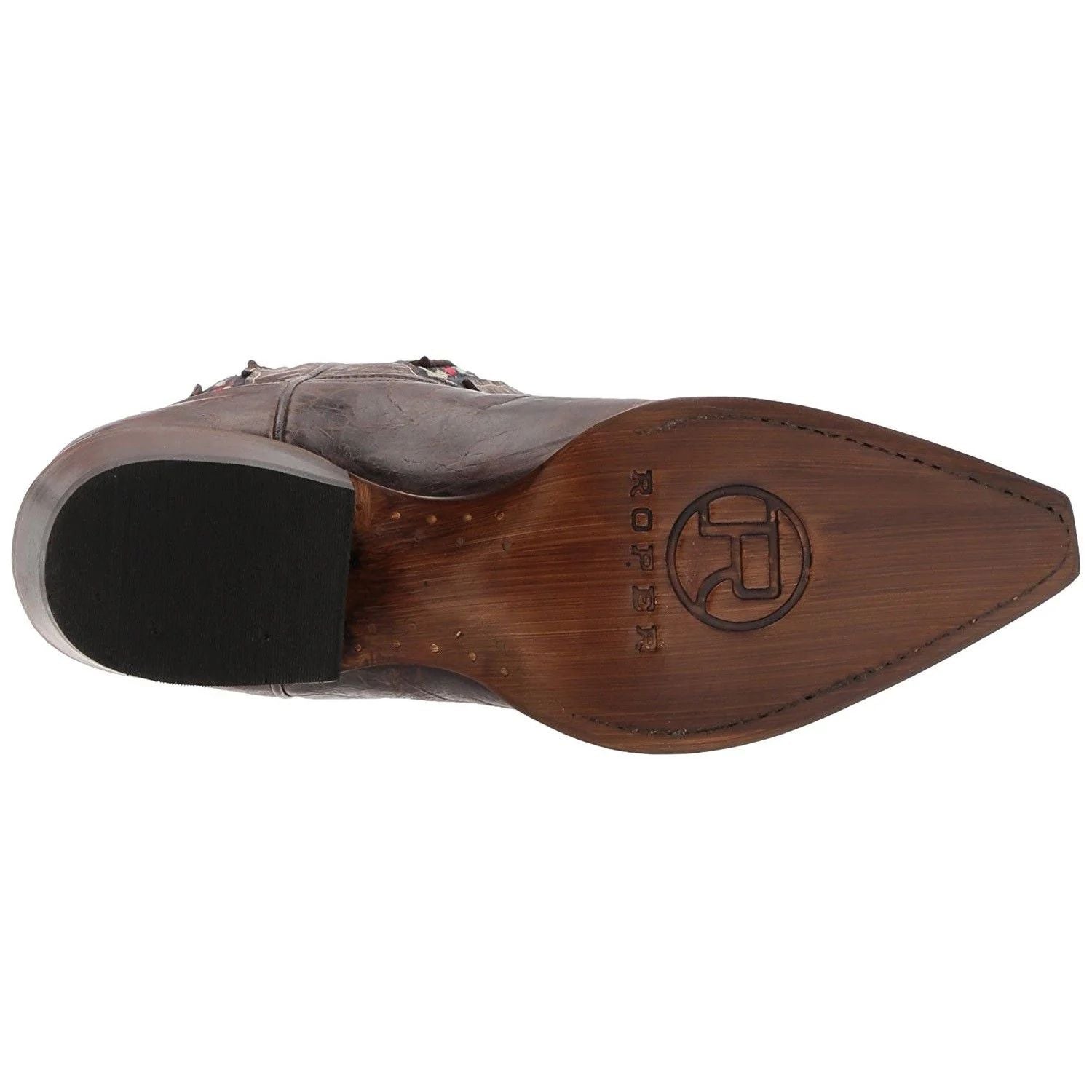 Roper Ladies Brown Embroidered Arrow Underlay Boots