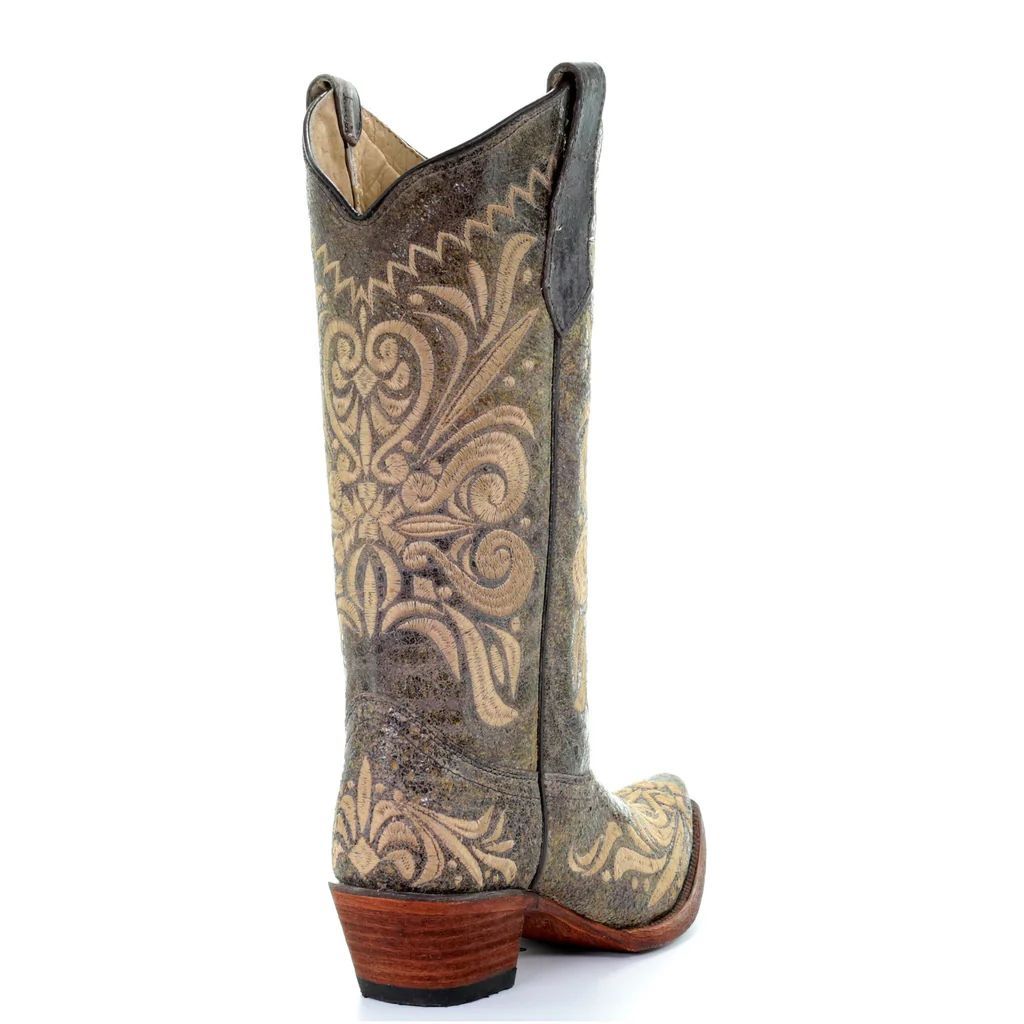 Circle G Women's Distressed Filigree Embroidered Cowgirl Boots