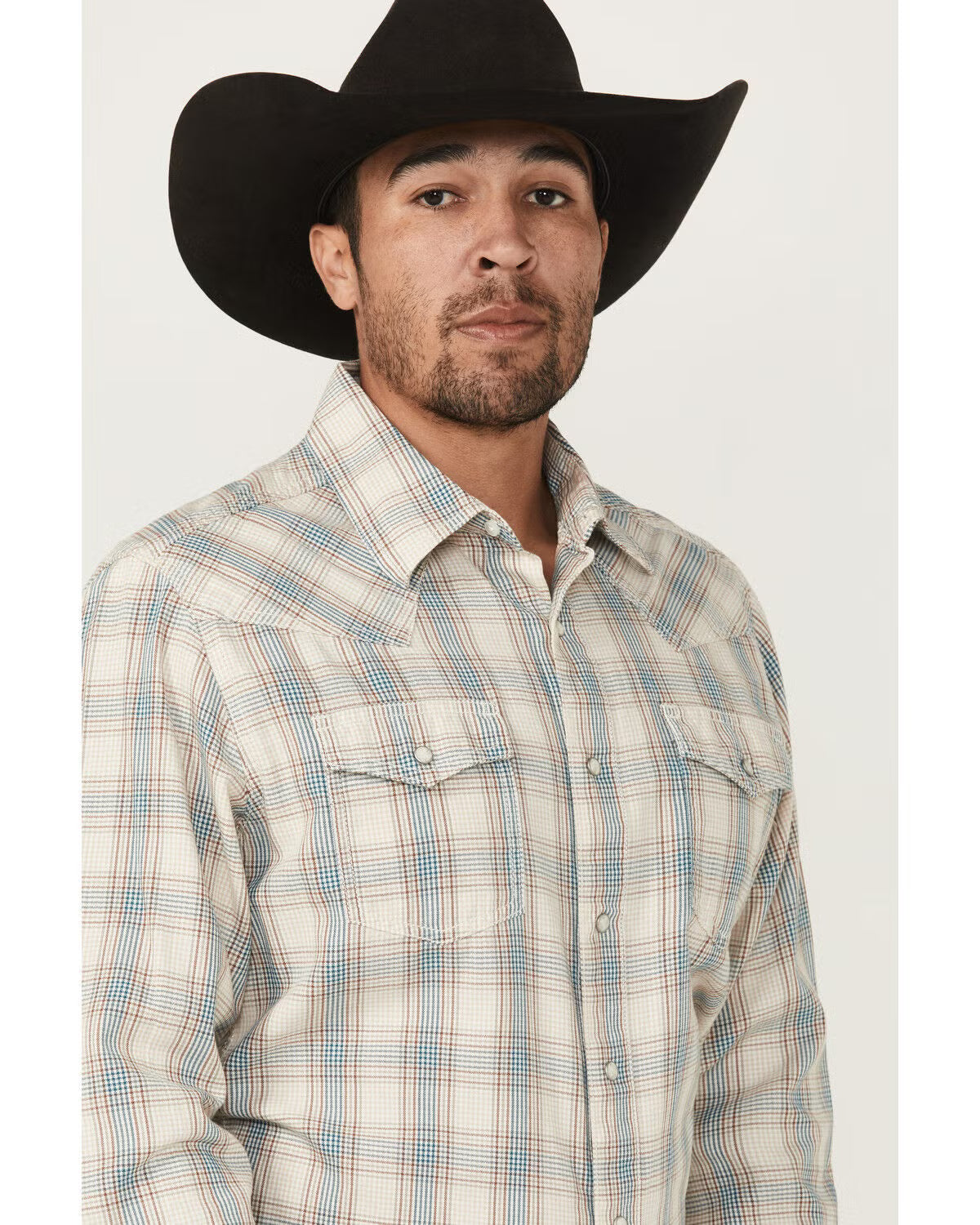 Wrangler Men's Retro Premium Long Sleeve Western Snap Plaid Shirt