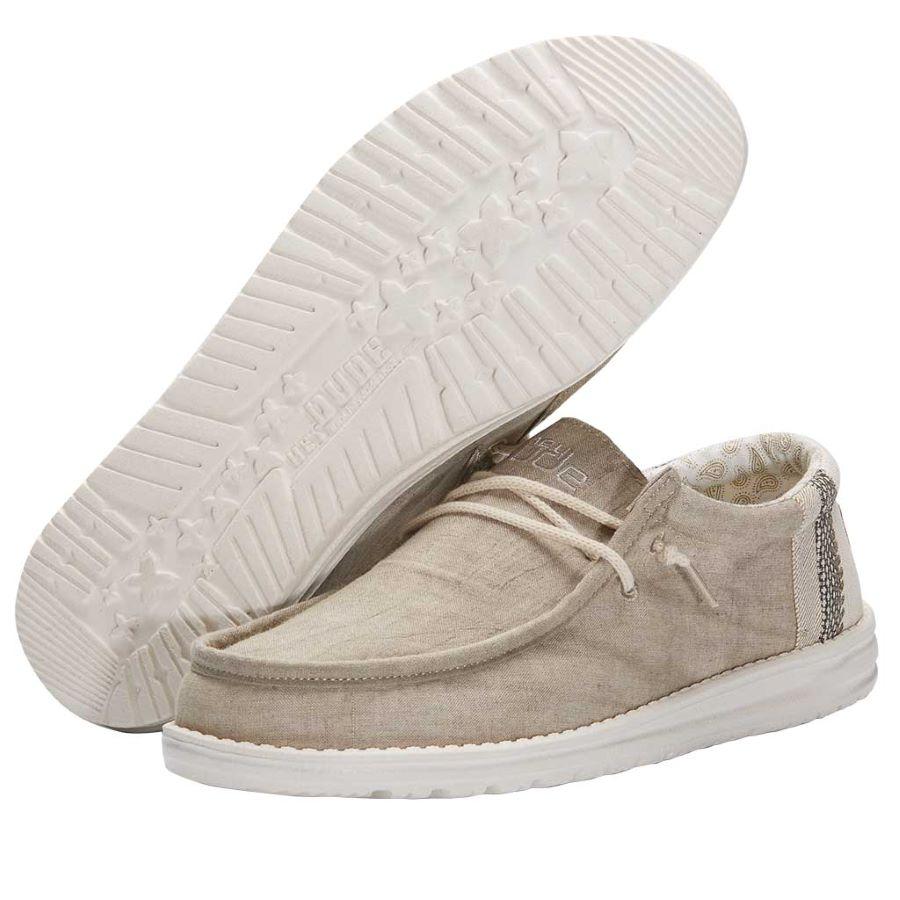 Hey Dude Men's Wally Linen Natural Khaki
