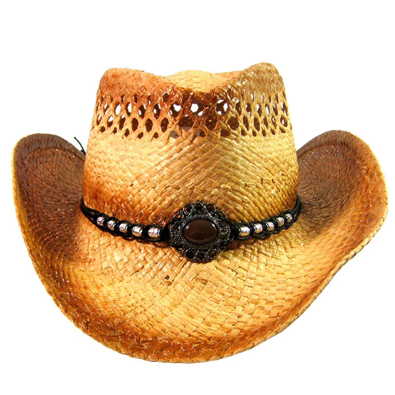 BEADS & STRING STRAW HAT