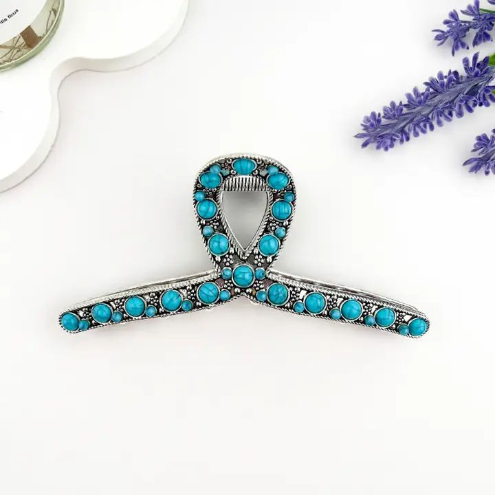 Vintage Fashion Agate Metal Hair Claw Clip