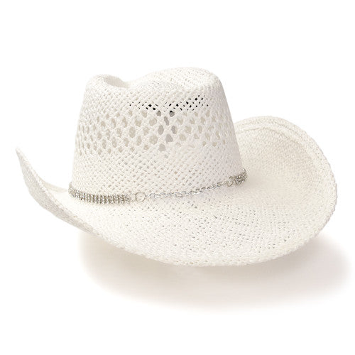 Western Express Straw Hat With Rhinestone Hat Band