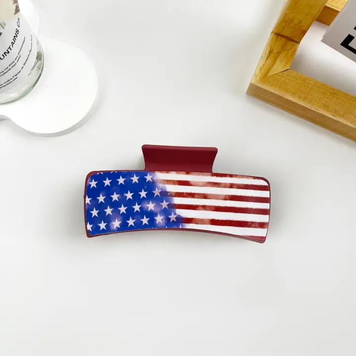 4“ Independence Day Us Patriotic Star Pattern Hair Clip