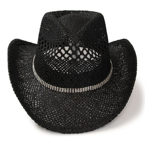 Western Express Straw Hat With Rhinestone Hat Band