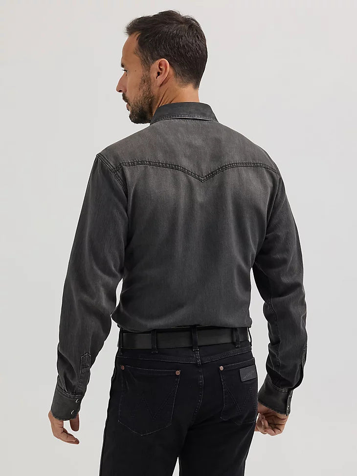 Wrangler Men's Retro Premium Western Snap Solid Shirt