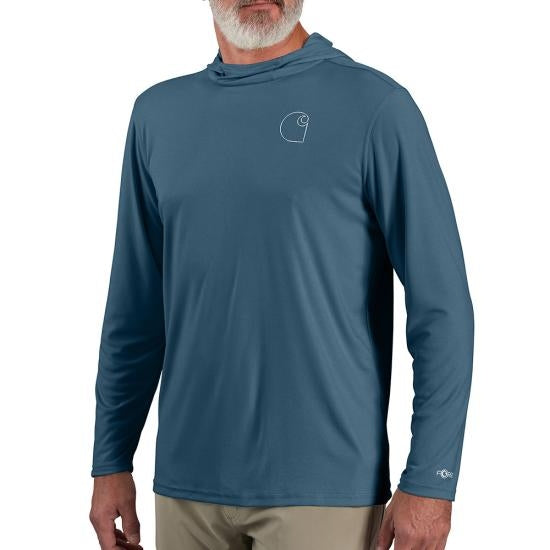 Carhartt Men's Force Sun Defender Long-Sleeve Hooded Logo Graphic T-Shirt