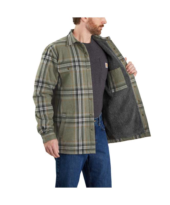 Carhartt Men's Relaxed Fit Flannel Sherpa-Lined Shirt Jacket