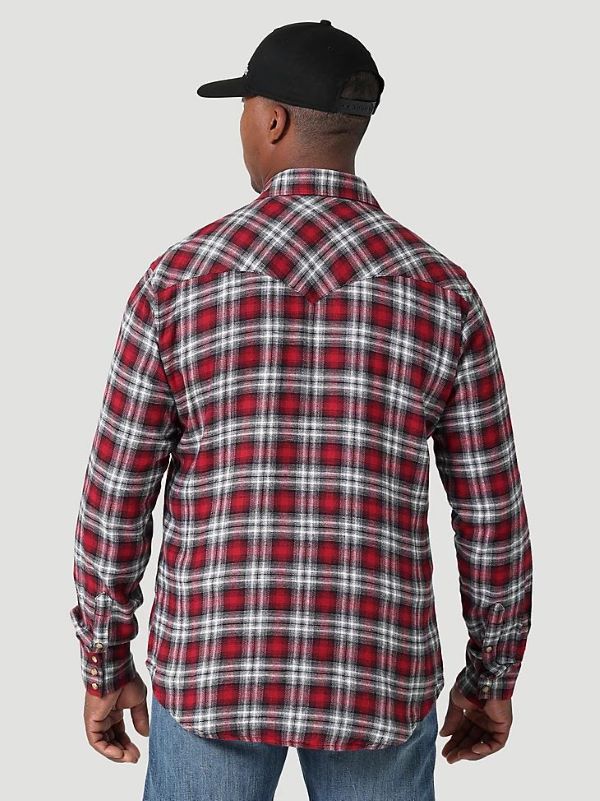 Wrangler Men's Retro Long Sleeve Flannel Western Snap Plaid Shirt